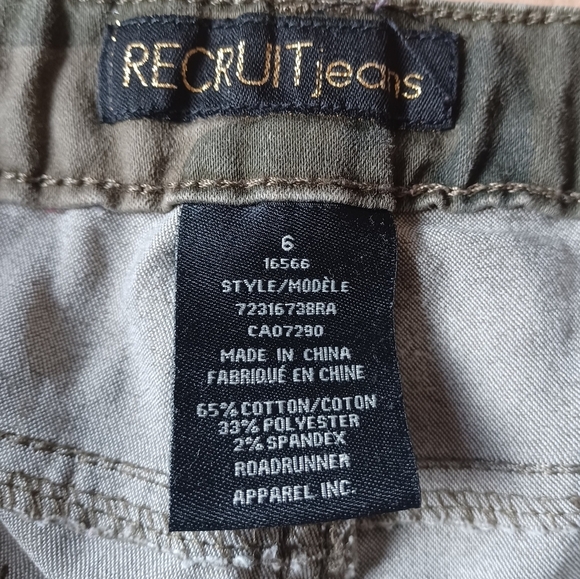 Recruit Jeans Women’s Moto Camo Pants Size 6 Green Gray Slim Fit Combat Cargo - Picture 6 of 12